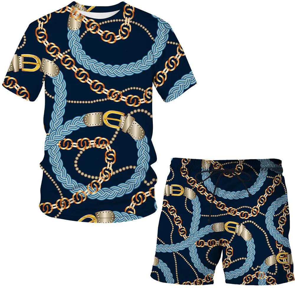 

2021 New 3D Luxury Printing Fashion hot T-shirt Man / Woman Casual T-shirt Shirt Summer Short Sleeve + Shorts Tee Men clothing