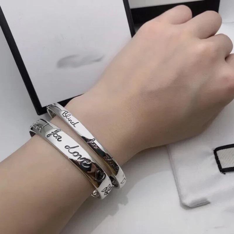 

Ag925 Sterling silver bracelet Couples The Bracelet Luxury Brand Simplicity Fashion Exquisite 1:1 Retro trend Charm Gift