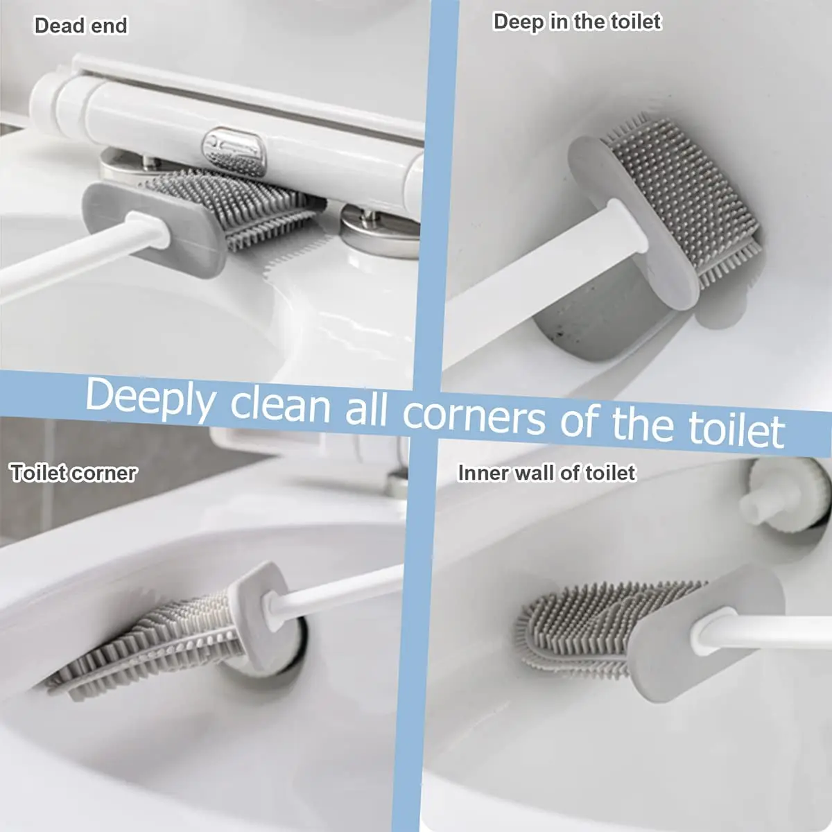 silicone toilet brush and holder set for bathroom flexible brush head with silicone bristles wall mounted deep cleaning corner free global shipping