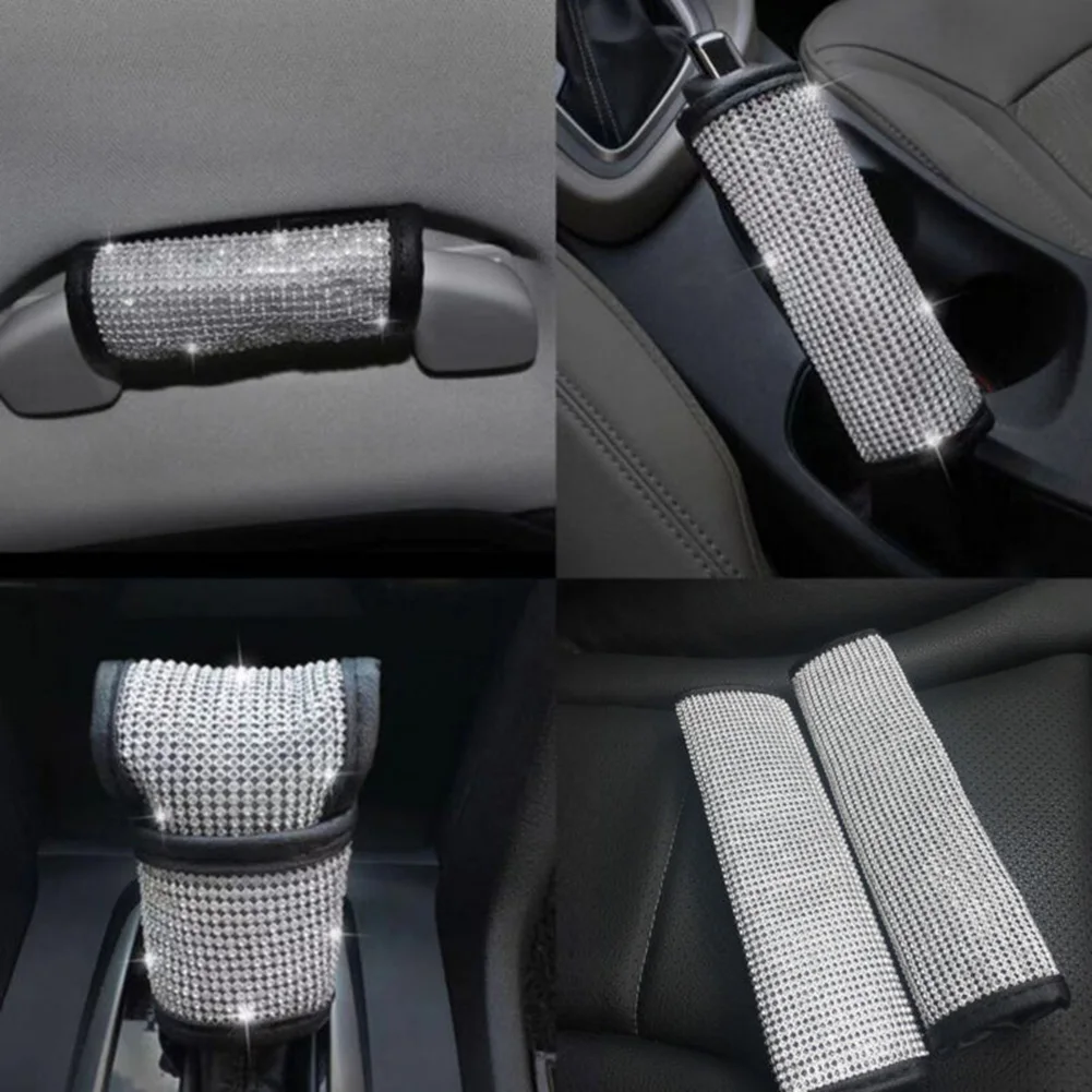 4 шт./компл. бриллиантовый Блестящий автомобильный ремень безопасности и крышка