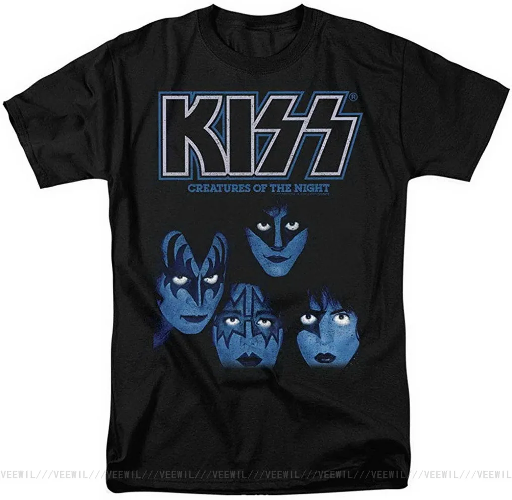 KISS Creatures Of The Night Gene Simmons Rock Band T Shirt Men Women Stickers TEE Shirt Summer Style Casual Wear