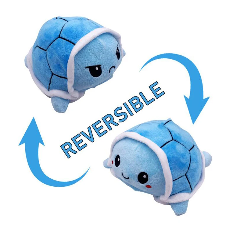 

New reversible tortoise plush toy 15cm Double sided flip stuffed turtle doll peluche reversible Simulation animal toy Child gift