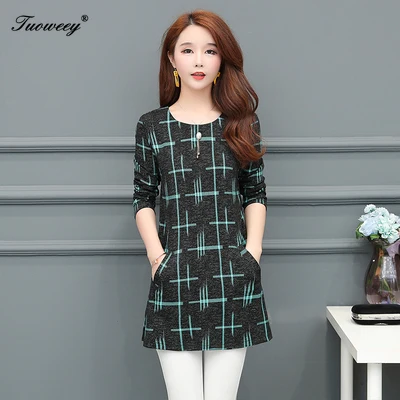 

5XL Autumn Plaid Blouse Shirts Casual Plus Size Loose Elegant O Neck Long Sleeve Print Tops Blusas Blouse 20120 Women Tops