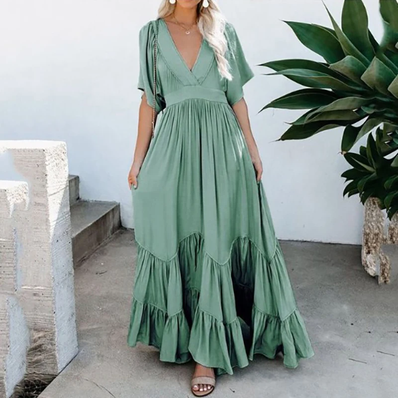 

Bohemia Dresses Prom Long Evening Elegant Party Dress Robe Ete Linens Wedding Vintage 2021 Spring Midi Bohemian Chiffon Female