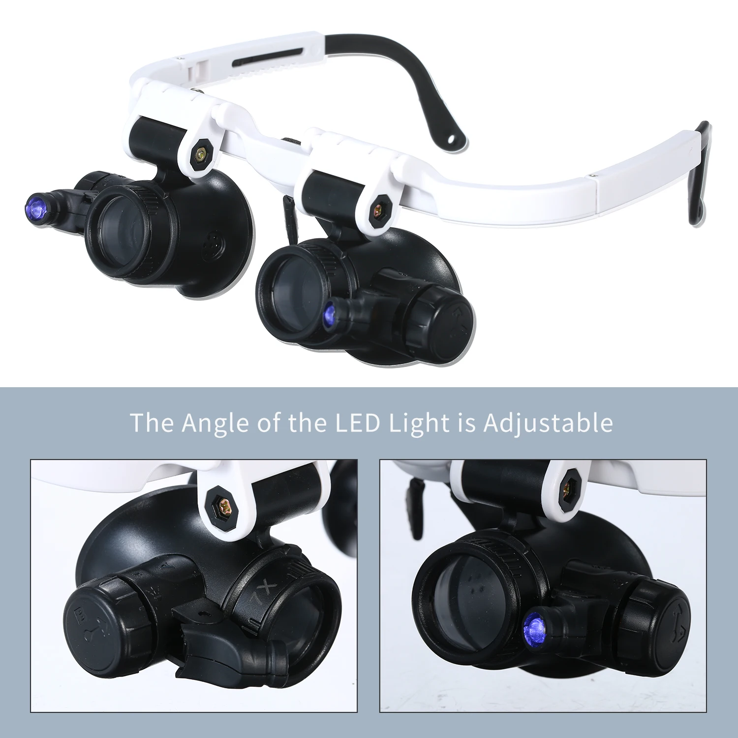 Лупа очки регулируемый светодиодный светильник увеличительное Крепление на