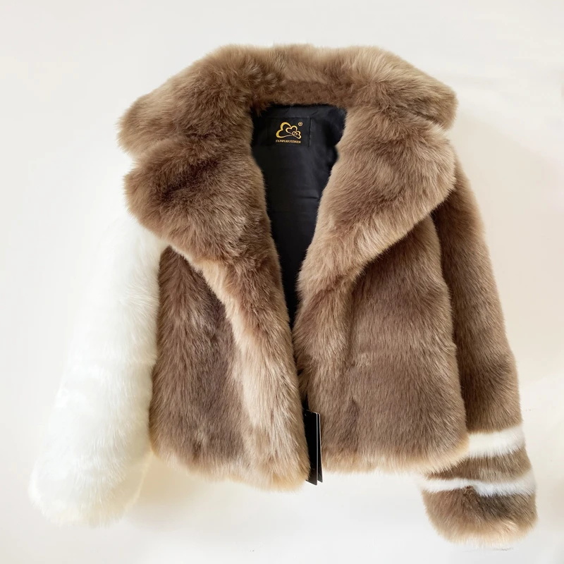 Эксклюзивная женская зимняя куртка из искусственного лисьего меха пальто