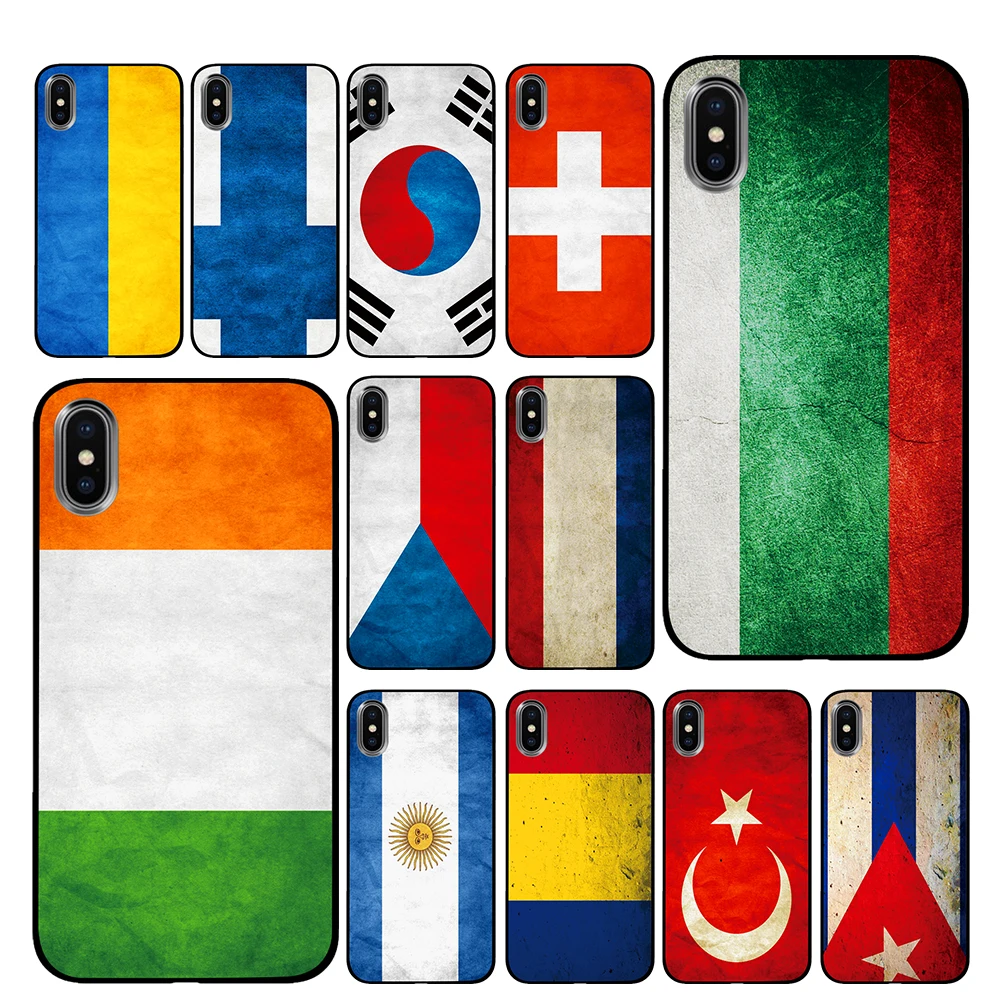 Флаги мира логотип черный чехол ТПУ для iPhone 5 5S 6 6s 7 8 Plus X XS XR 11 Pro Max|Чехлы-накладки| |