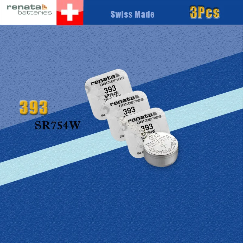 3 X Рената оксида серебра часы Батарея 393 SR754W 754 1,55 V бренд renata 393 renata 754 Батарея