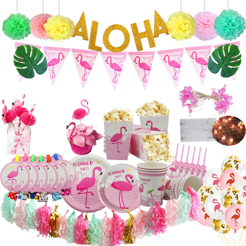 

Hawaii Party Luau Pink Flamingo Party Decoration Paper Plate Cup Napkin Birthday Party Summer Hawaii Hawaiian Party Supplies