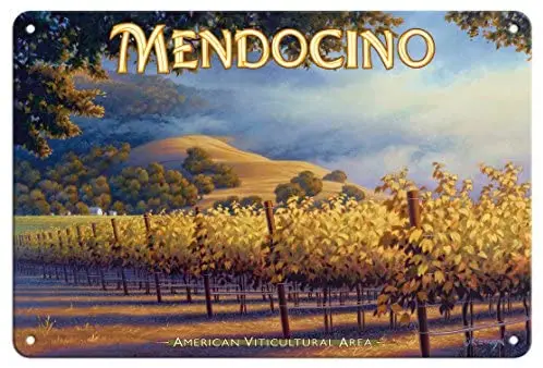 

Винные поилки Mendocino, северопобережье ава, виноградники Калифорнии, винная страна, искусство керне Эриксон, металлический жестяной знак