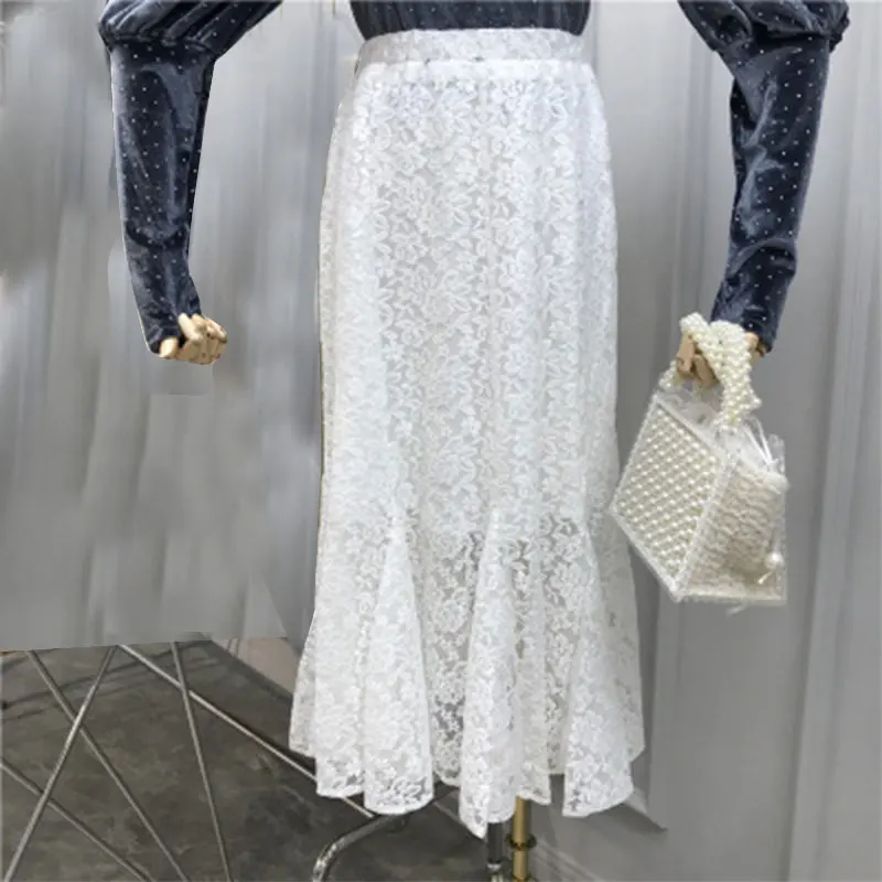 Весенняя элегантная облегающая кружевная Лоскутная сетчатая юбка русалки