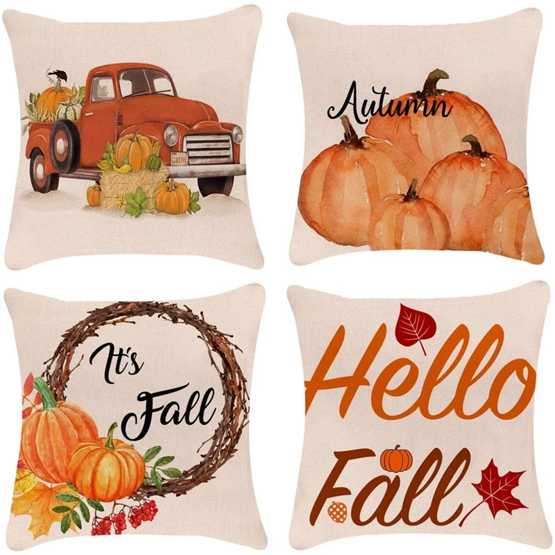 

Fall Pillow Covers Autumn Pumpkin Pillow Covers for Sofa Couch Farmhouse Thanksgiving Fall Decorations