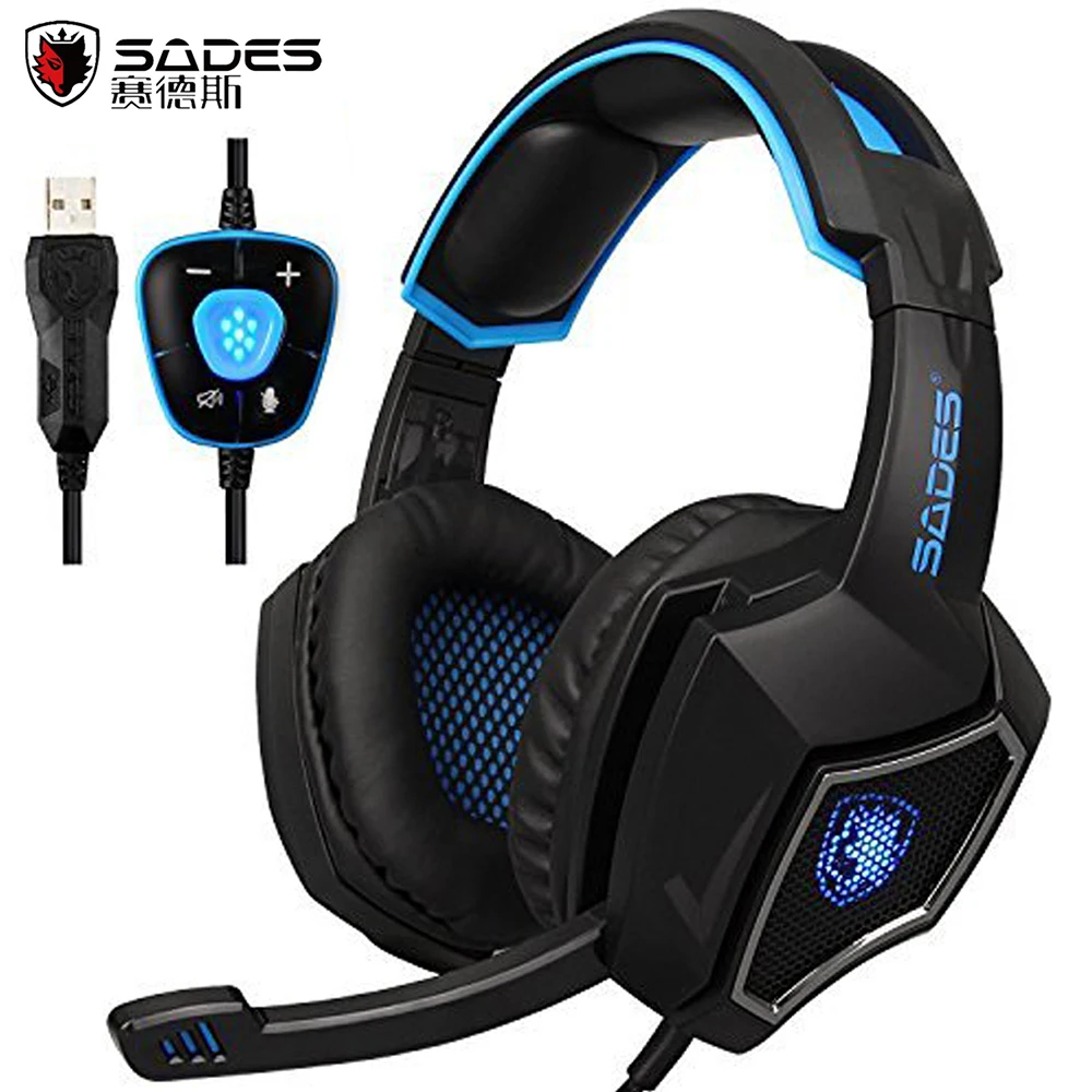 SADES дух волка USB 7 1 Surround Sound Gaming Headset носить комфортно проводные наушники