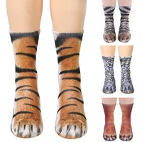 unisex adult child 3d print animal paw socks creative funny cat dog dinosaur tiger paw socks for boys girls casual
