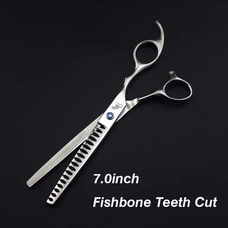 Fishbone Teeth Cut Freelander 7,0 дюймовый высококачественный набор из 4 предметов ножницы для ухода за домашними животными ножницы для кошек и собак прямой СГИБ набор - Цвет: Fishbone Teeth Cut