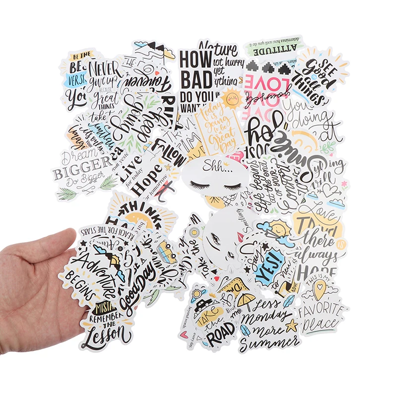 Водонепроницаемые наклейки с мотивационными фразами 50 шт. для самостоятельного
