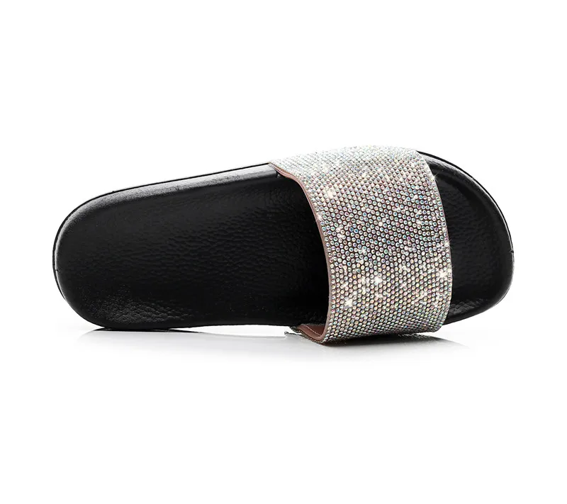 Шлепанцы женские блестящие сланцы из искусственной кожи пляжные сандалии на