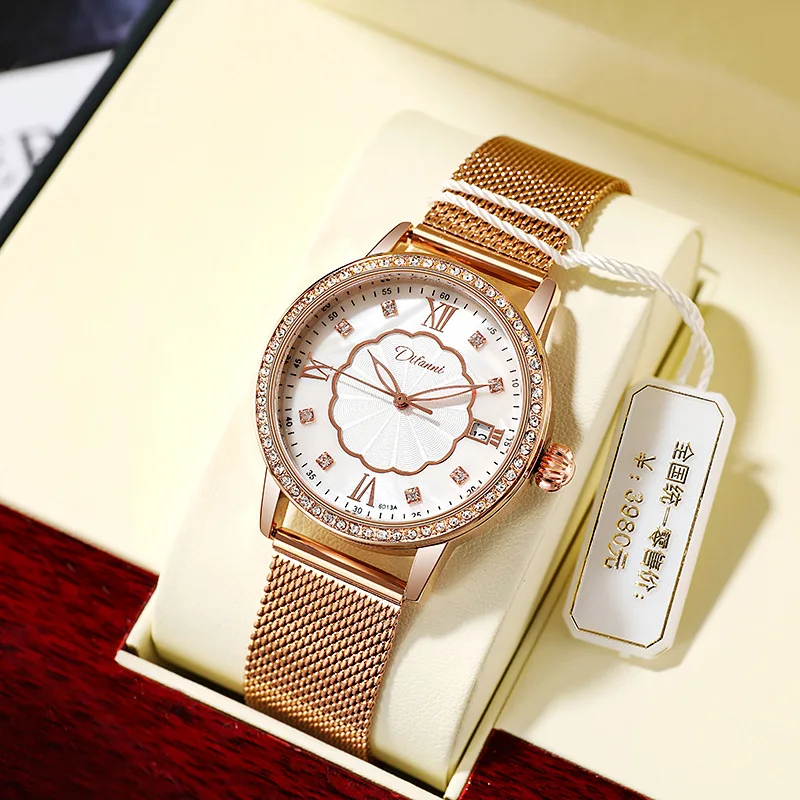 Женские Механические часы Dulunwe наручные из нержавеющей стали цвета розового