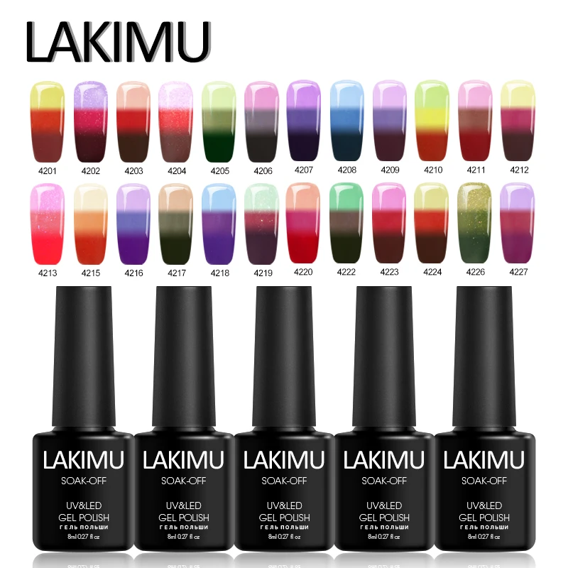LAKIMU Температура изменение 8 мл Цвет УФ гель для ногтей Светодиодный Гели Soak Off