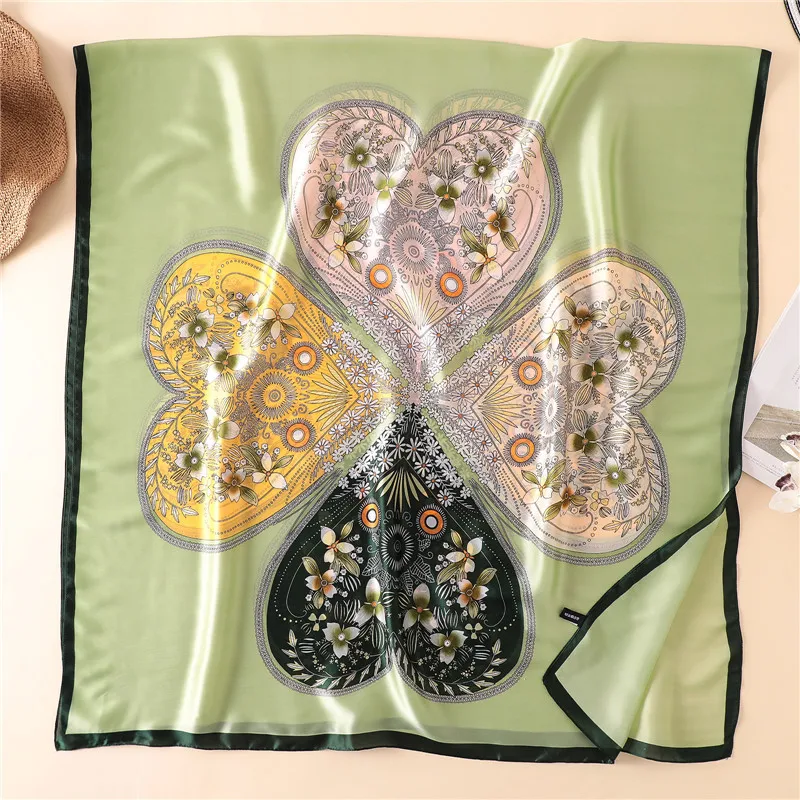 Длинный шелковый шарф женский роскошный брендовый дизайнерский платок с