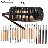 27pcs wooden handle clay pottery sculpting tools polymer clay sculpting tools set ceramic tools for potters modeling clay kits