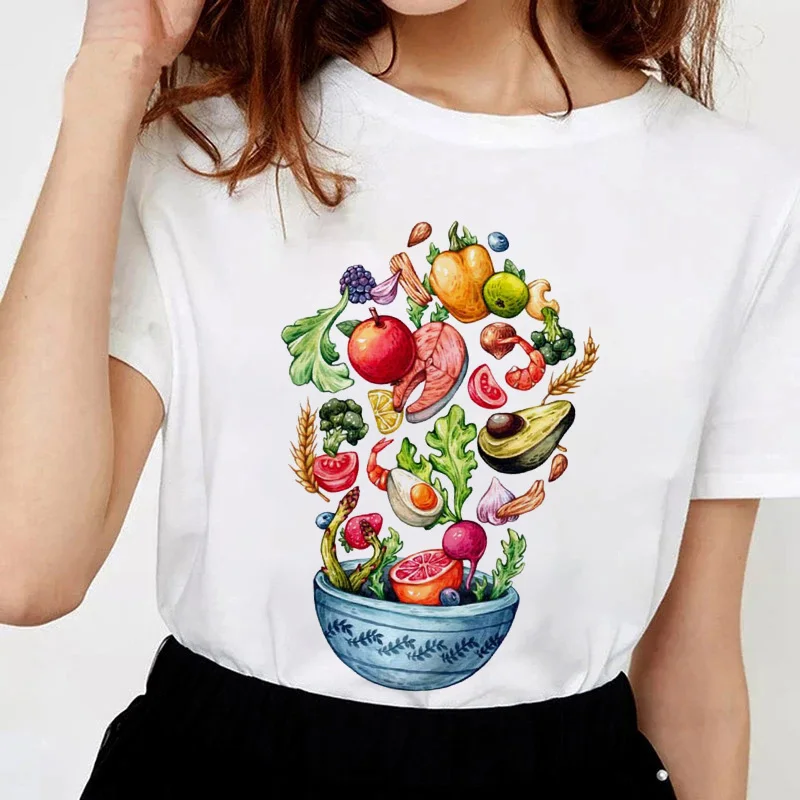 

2021 Summer T-shirt Women Harajuku Short Sleeve Vegetables Print Clothes Graphic Ladies Tops Casual O-neck Fashion Tshirt
