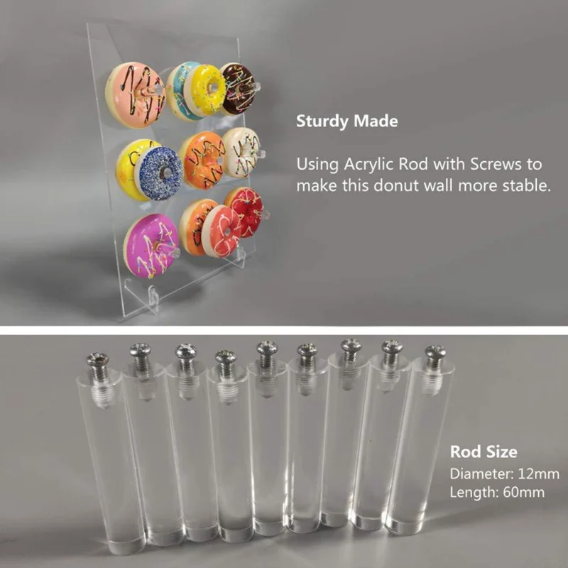 

Convenient general hot sale 9 Pillars Acrylic Donut Holder Doughnut Holder Bride Wedding Party Decor Birthday Party Supplies 1pc