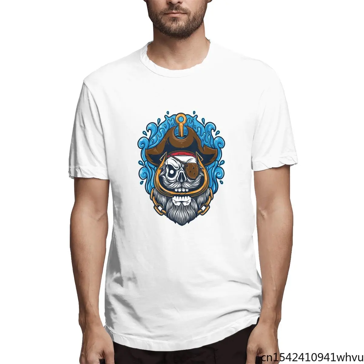 

Skull Pirates Cartoon Tops Men New Lycra Summer Premier Streetwear Short Sleeve Men T-Shirt Size M-5XL
