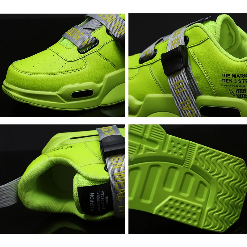 Кроссовки мужские на платформе Вулканизированная подошва Нескользящие прорезиненные с пряжкой модная