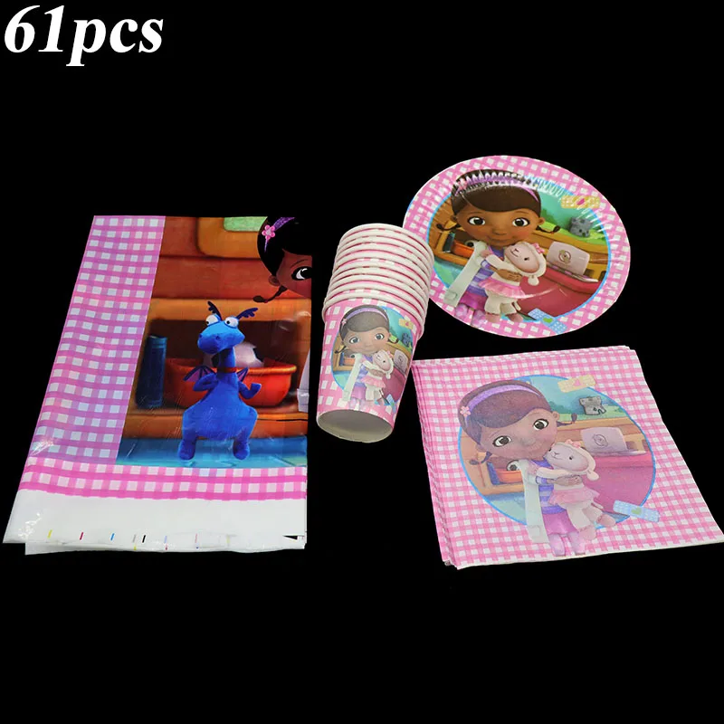 61 шт./лот доктор макшнуры одноразовая посуда тарелки чашки салфетки скатерти