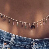 2021 women fashion bohemia colorful rhinestone leaf waist chain belt jewelry crystal belly body chain sexy party jewelry gift