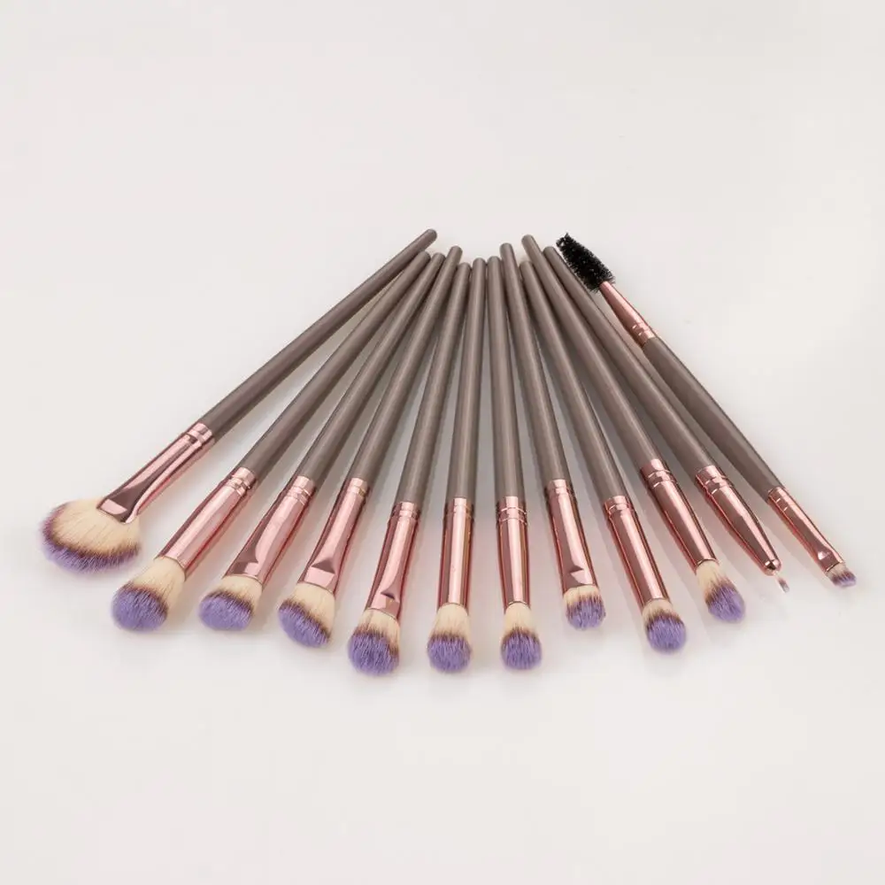 

New 12Pcs Professional Eye Makeup Brush Set Small Fan-shaped Wood Handle Eyebrow Eyeliner Brush Blending Brush Women Beauty