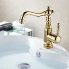 Смеситель для раковины, с поворотным изливом, из полированной латуни, золотого цвета, с одной ручкой, с одним отверстием, agf003