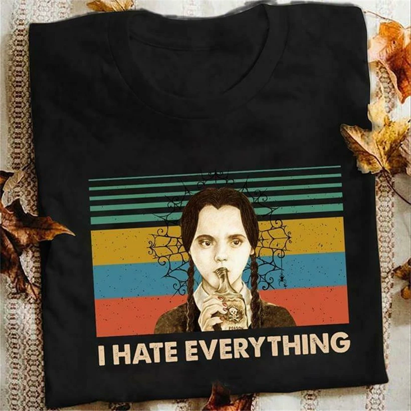 Среда Аддамс I Hate Everything Винтажная футболка Черная Хлопковая мужская S 6Xl