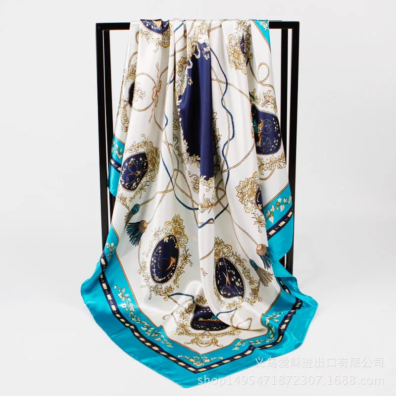 

Ladies silk scarf fashion new 90cm printing imitation silk female big square scarf decorated satin travel scarf shawl dual-use