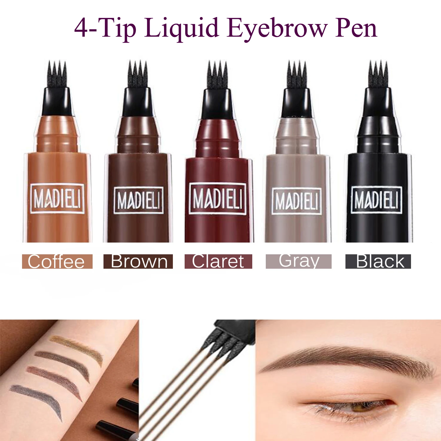 

Жидкая подводка для бровей Tattoo Brow, 4 наконечника, 4 цвета, карандаш для бровей, инструмент для макияжа