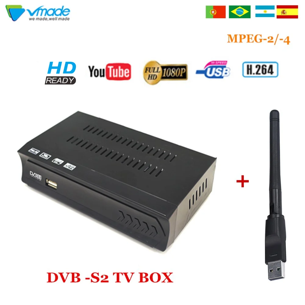 Супер приемник Vmade 2018 HD FTA спутниковый ТВ ресивер MPEG4 стандартная приставка + USB WiFi