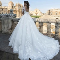moonlightshadow nobel wedding dresses a line o neck full sleeves appliques elegant see through bridal gown robe de mari%c3%a9e