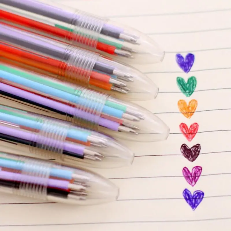 

Creative Multicolor Ballpoint Pen Multifunction Press Personality 6 Color Pens For Office Supplies Kids School Supply Home Tool