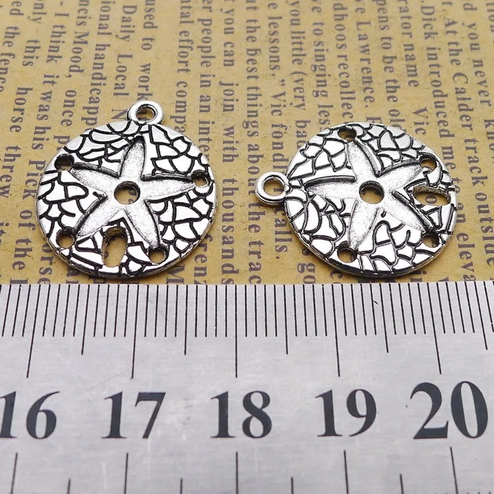

100pcs Starfish Charms 20mm x 23mm DIY Jewelry Making Pendant antique silver color