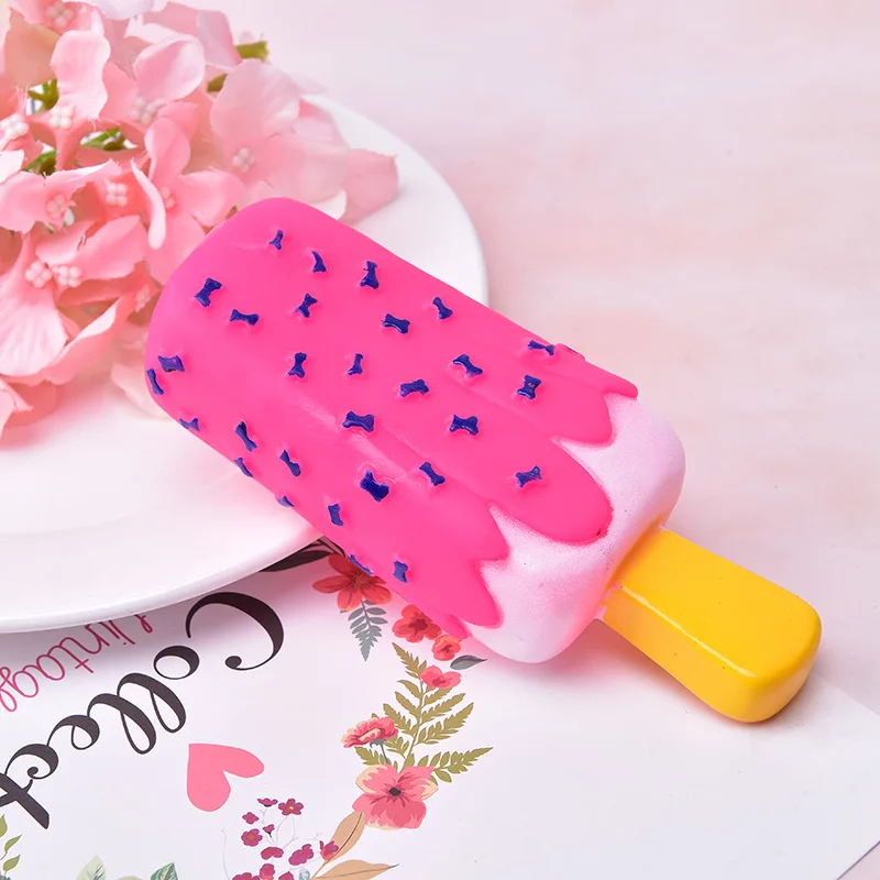 Игрушка для собаки жевательный писклявый резиновый розовый эскимо игрушки кошек