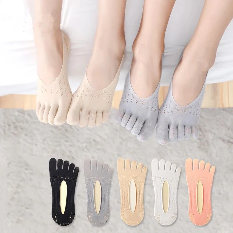 

Women Summer Five-finger Socks Female ultrathin sock Funny Toe invisible sokken with silicone anti-skid breathable anti-friction