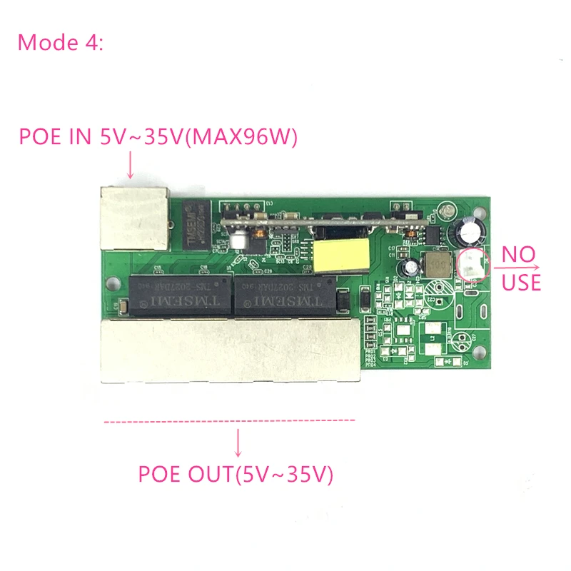 POE переключатель обратной мощности IN/OUT5V/12 В/24 В 90 Вт/5 = 315 Вт 100 Мбит/с 802.3AT 45 + 78- DC5V ~ 35