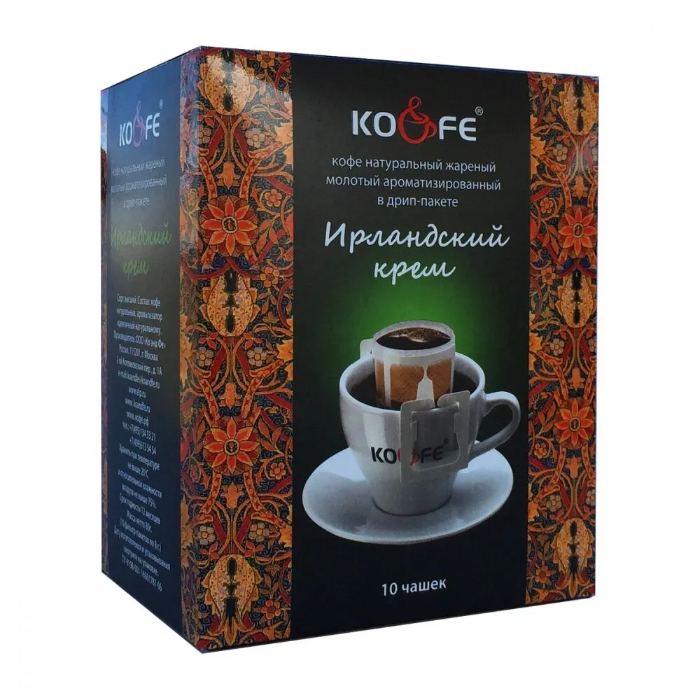 Кофе KO&ampFE &quotИрландский крем&quot ароматизированный молотый в дрип-пакетах 10 штук |