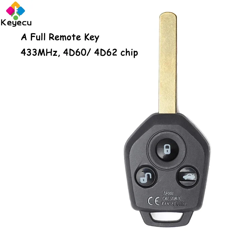 Запасной пульт дистанционного управления KEYECU с 3 кнопками 433 МГц 4D60 4D62 чип-брелок