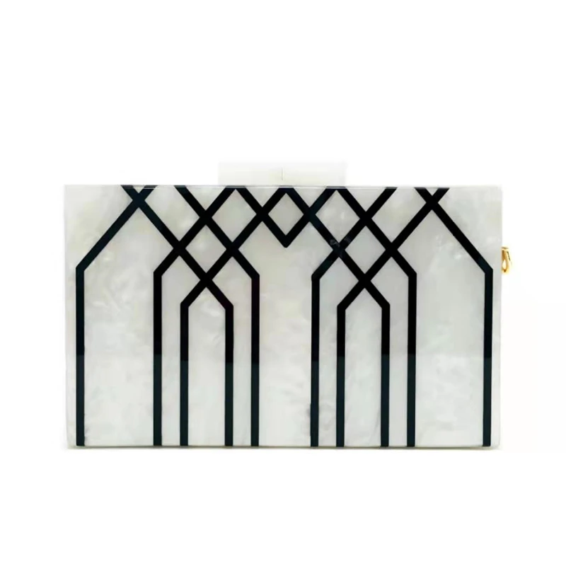 

20New Fashion Wallet Vintage Geometric Wedding Handbags Striped Acrylic Clutch Purse Chic Women Evening Bags Shoulder Party Prom