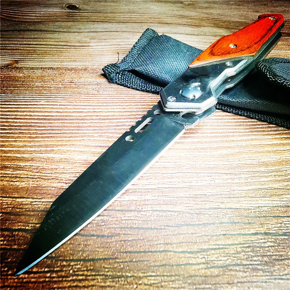 Складной нож 9CR18MOV 200 мм быстрооткрывающийся карманный с деревянной ручкой ножи CS