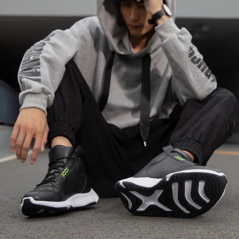 Мужская баскетбольная обувь большого размера противоударные высокие кроссовки