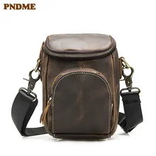 PNDME винтажные crazy horse из воловьей кожи Мужские поясные сумки Простые из натуральной кожи Многофункциональные маленькие сумки через плечо для телефона PNDME винтажные crazy horse из воловьей кожи Мужские поясные сумки Простые из натуральной кожи Многофункциональные маленькие сумки через плечо для телефона