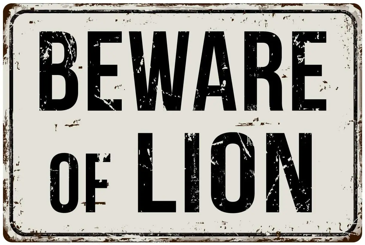 

Deerts 86VS Beware of Lion 8 x 12 Vintage Aluminum Retro Metal Sign